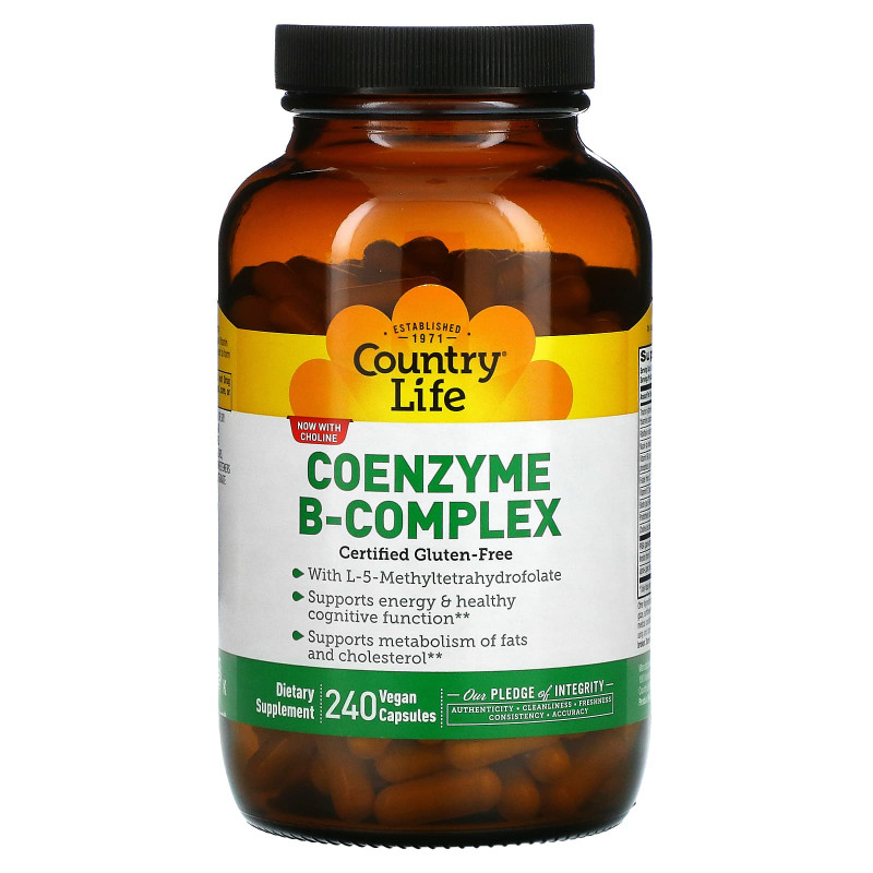 Country Life, Coenzyme B-Complex, 240 веганских капсул