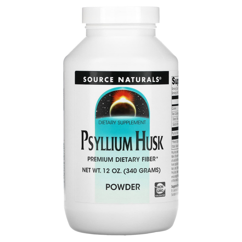 Source Naturals, Порошок из шелухи оболочек семян подорожника (Psyllium Husk Powder), 12 унций (340 г)