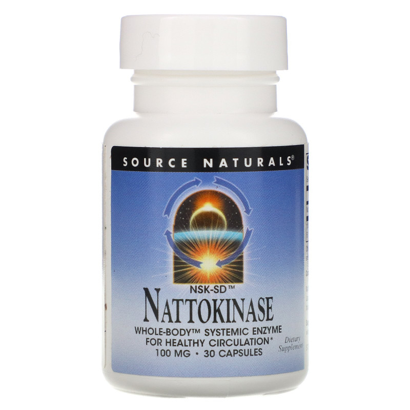 Source Naturals, NSK-SD, наттокиназа, 100 мг, 30 капсул