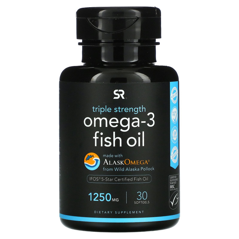 Sports Research, Omega-3 Fish Oil, Triple Strength, 1250 mg, 30 Softgels