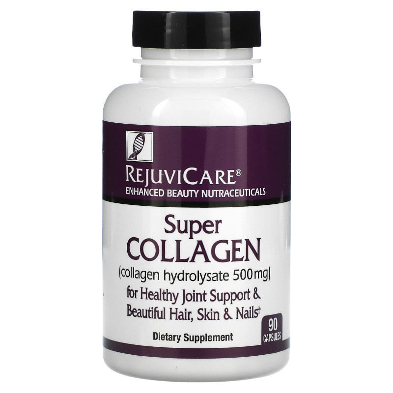 Rejuvicare, Super Collagen, коллагеновый гидролизат, 500 мг, 90 капсул