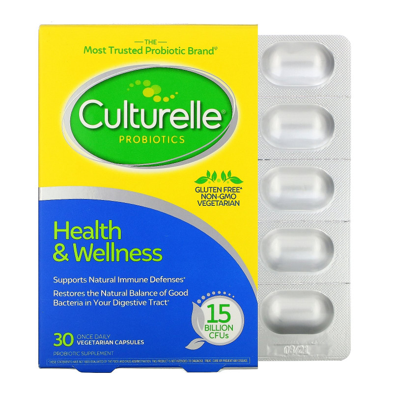 Culturelle, Пробиотик для поддержки здоровья и хорошего самочувствия, 30 вегетарианских капсул