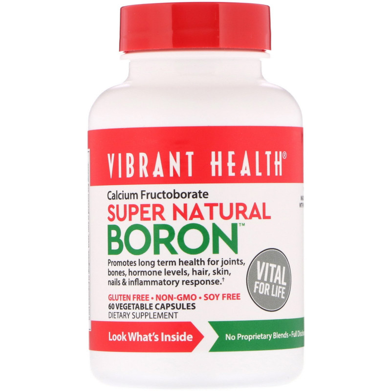 Vibrant Health, Super Natural Boron, 60 растительных капсул