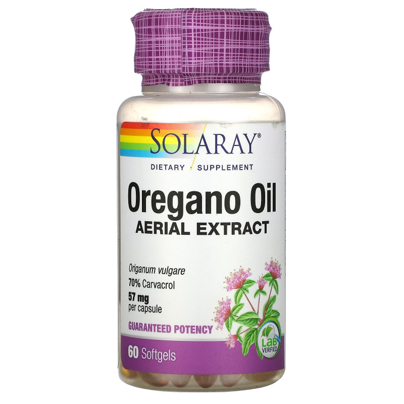 Solaray, Oregano Oil, 70% Carvacrol, 60 Softgels