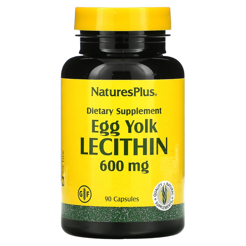 Nature's Plus, Egg Yolk Lecithin, 600 mg, 90 Vegetarian Capsules