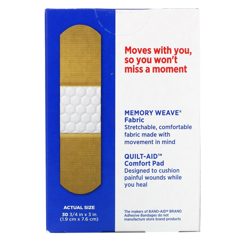 Band Aid, Brand Adhesive Bandages, Flexible Fabric, 30 Bandages