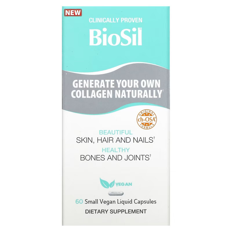 BioSil by Natural Factors, Advanced Collagen Generator, 60 Small Vegan Liquid Capsules