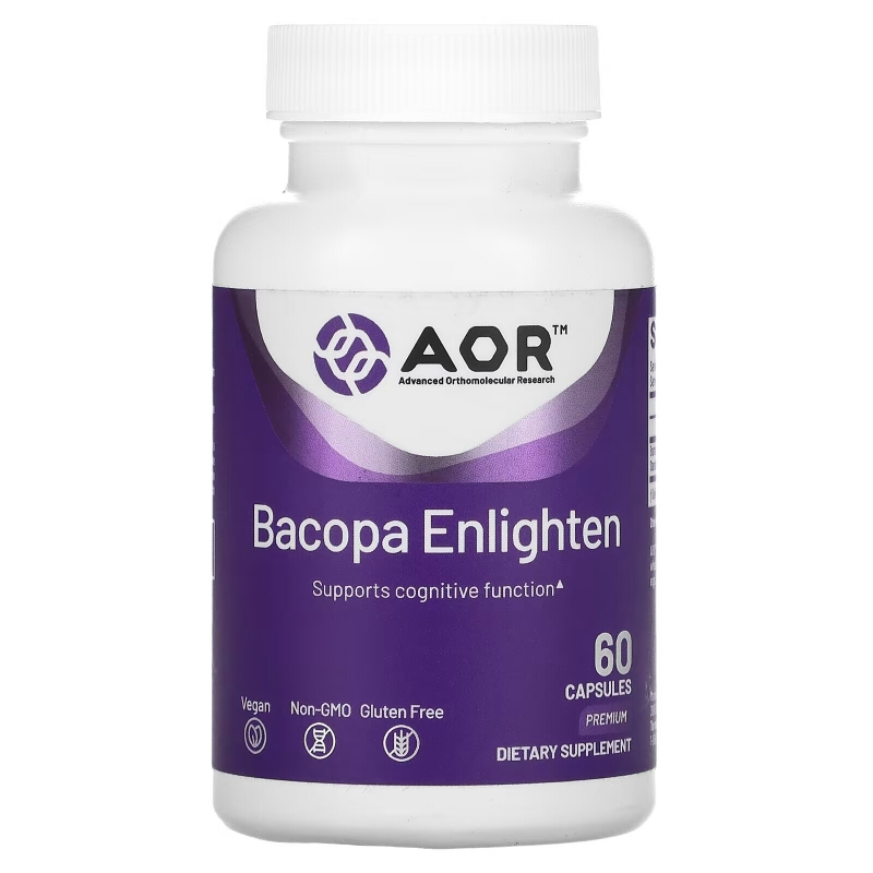 Advanced Orthomolecular Research AOR Аюрведическая серияBacopa Enlighten 60 растительных капсул