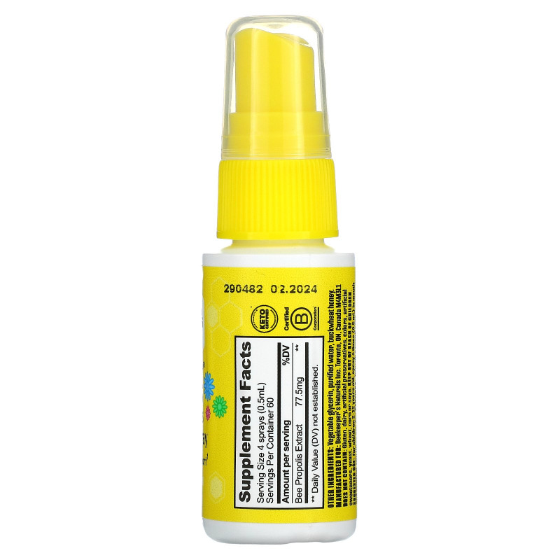 Beekeeper's Naturals, Propolis Throat Spray for Kids, 1.06 fl oz (30ml)