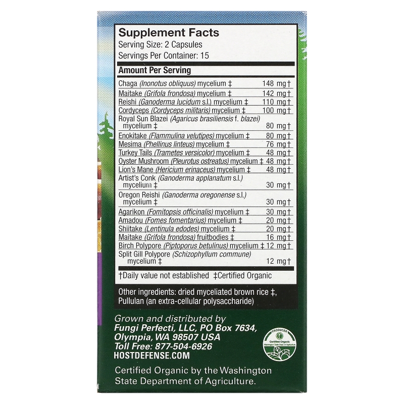 Fungi Perfecti, Host Defense Mushrooms, MyCommunity, Comprehensive Immune Support, 30 Veggie Caps