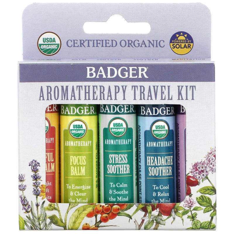 Badger Company, Aromatherapy Travel Kit, 5 Pack, .15 oz (4.3 g) Each