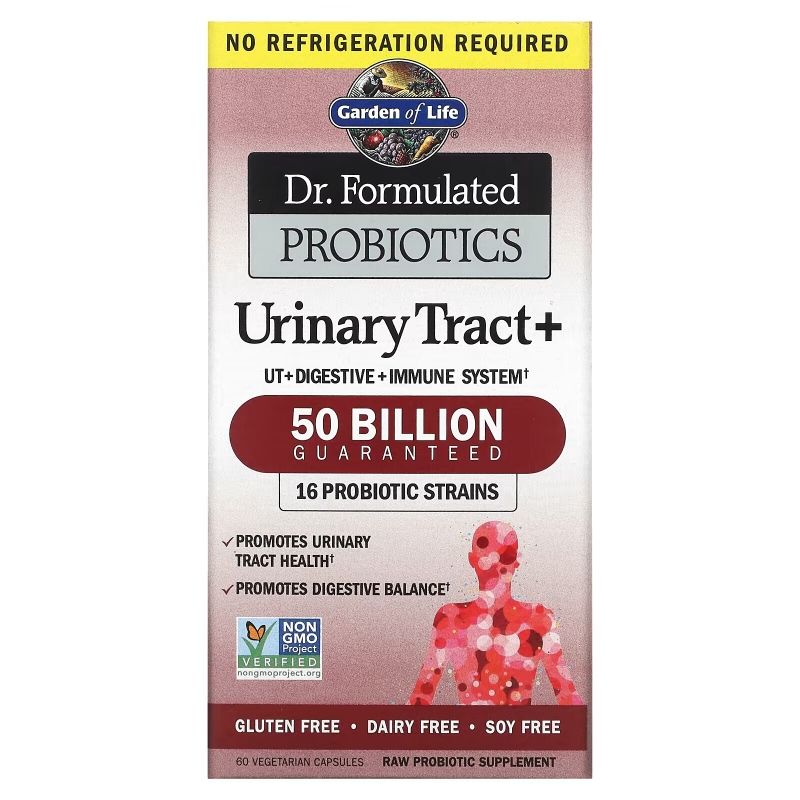 Garden of Life, Dr. Formulated Probiotics, Urinary Tract+, Shelf Stable, 60 Veggie Capsules