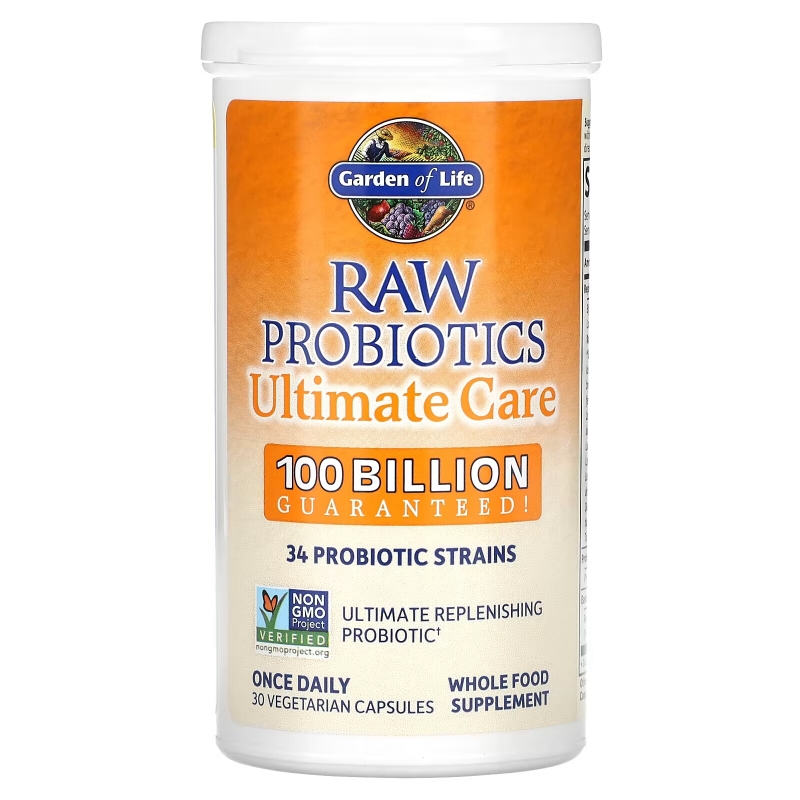 Garden of Life, Raw Probiotics Ultimate Care, 30 вегетарианских капсул