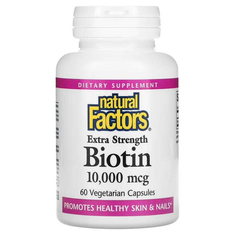 Natural Factors, Extra Strength Biotin, 10,000 mcg, 60 Vegetarian Capsules