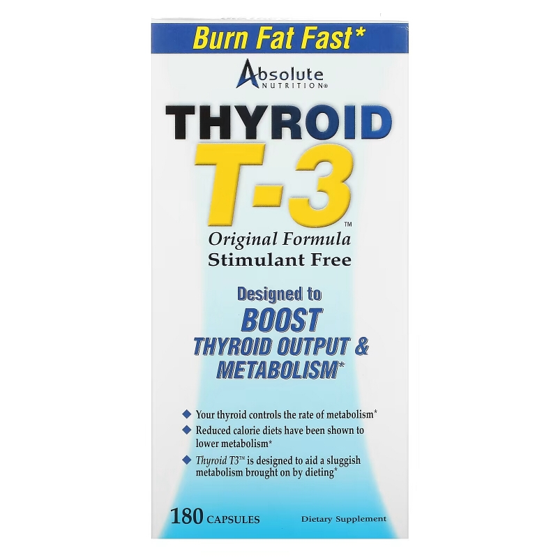 Absolute Nutrition Thyroid T-3 Original Formula 180 Capsules