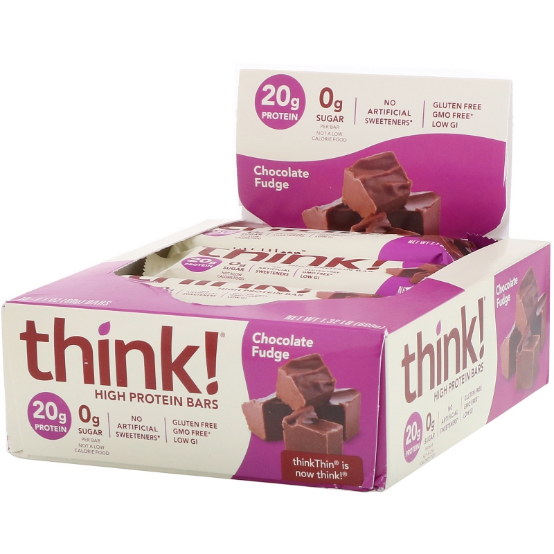 ThinkThin, Протеиновый батончик, шоколадная помадка, 10 батончиков, 60 г (1,1 унция) каждый