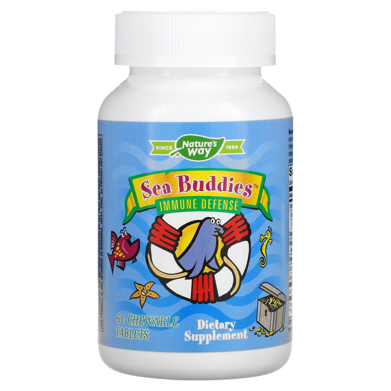 Enzymatic Therapy Sea Buddies Защита иммунитета 60 жевательных таблеток с черникой