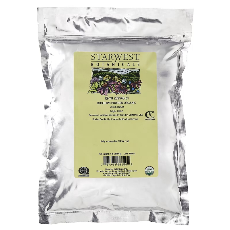 Starwest Botanicals Плоды шиповника в порошке органические 1 фунт (453,6 г)