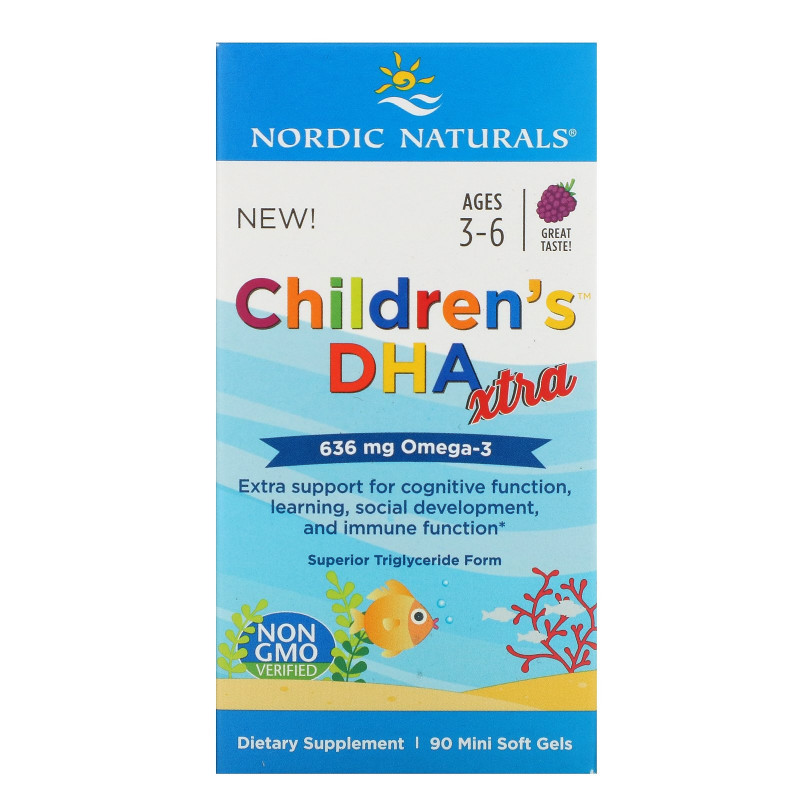 Nordic Naturals, Children's DHA Xtra, Ягодный пунш, 636 мг, 90 мягких мини-таблеток