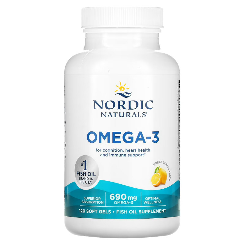 Nordic Naturals Омега-3 очищенный рыбий жир со вкусом лимона 690 мг 120 мягких капсул