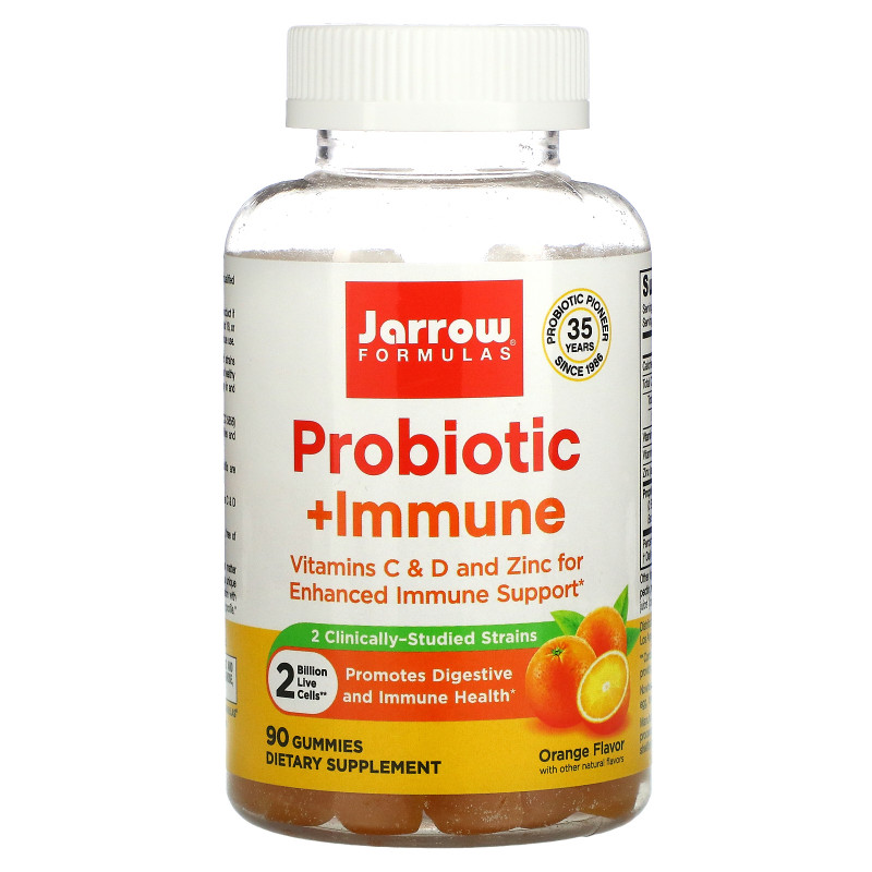 Jarrow Formulas, Probiotic + Immune, Orange, 2 Billion, 90 Gummies