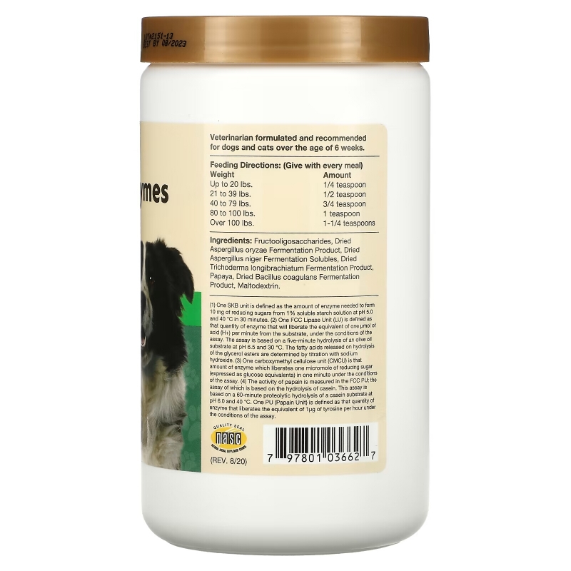 NaturVet, Digestive Enzymes Plus Pre & Probiotic Powder, For Dogs & Cats, 1 lb (454 g)