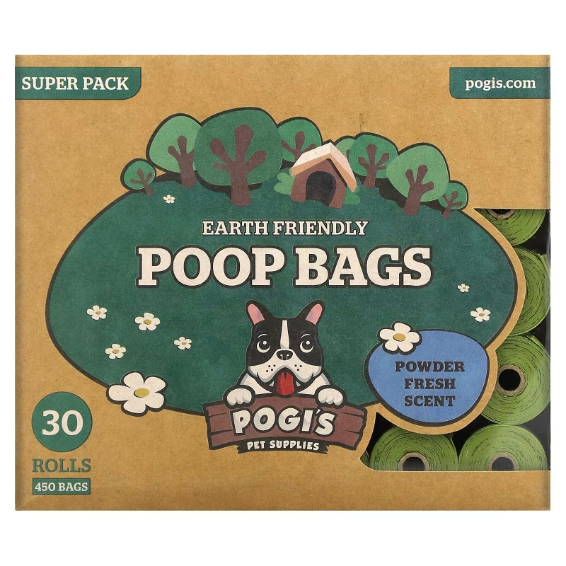 Pogi's Pet Supplies, Earth Friendly Poop Packages, свежий порошок, 30 рулонов, 450 пакетиков