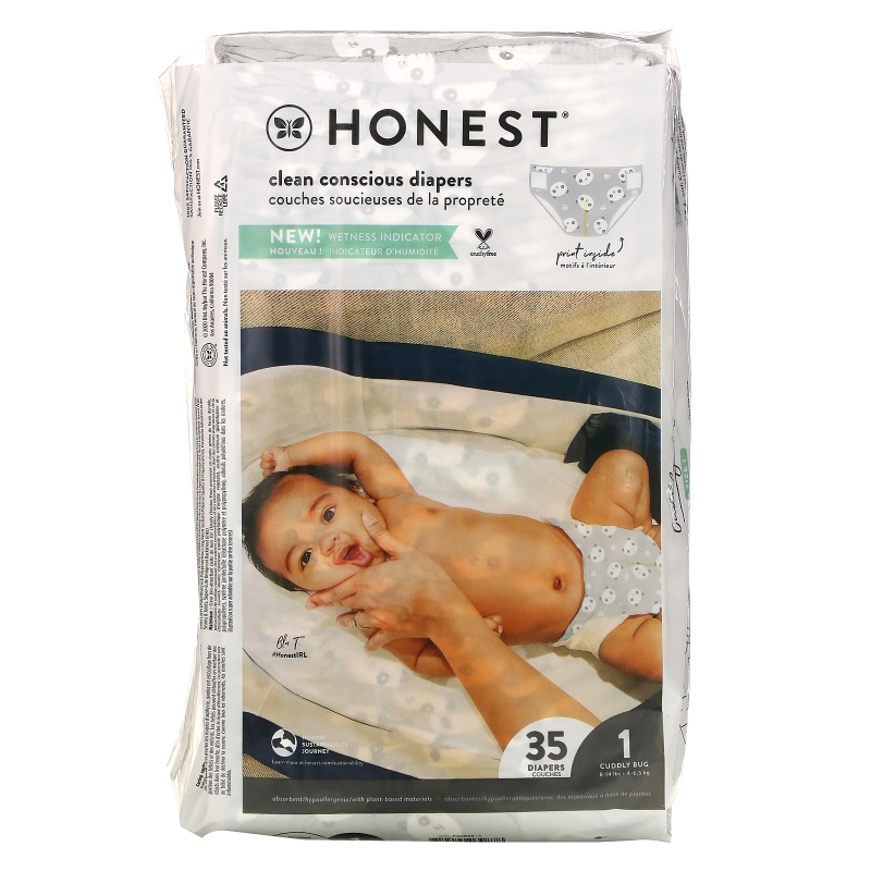 The Honest Company, Honest Diapers, Size 1, 8-14 Pounds, Pandas, 35 Diapers