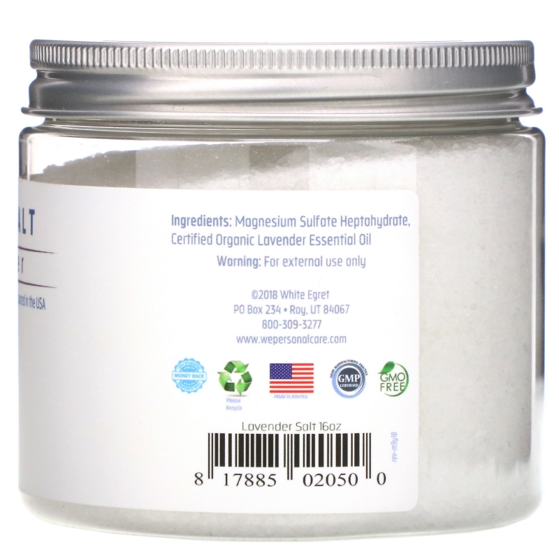 White Egret Personal Care, Lavender Epsom Salt, 16 oz (454 g)