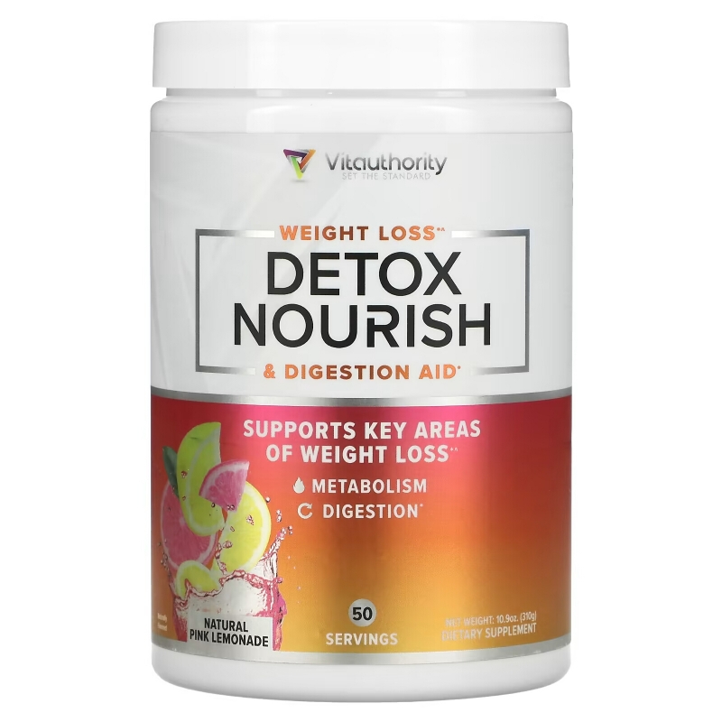 Vitauthority, Detox Nourish Weight Loss & Digestion Aid, Natural Pink Lemonade, 10.9 oz (310 g)