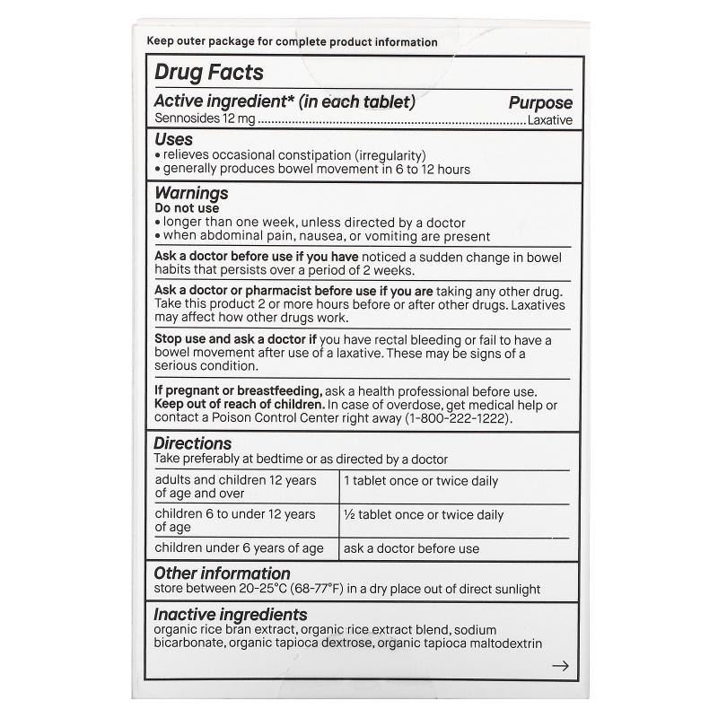 Genexa, Lax-Aid, Organic Senna Laxative,  50 Tablets