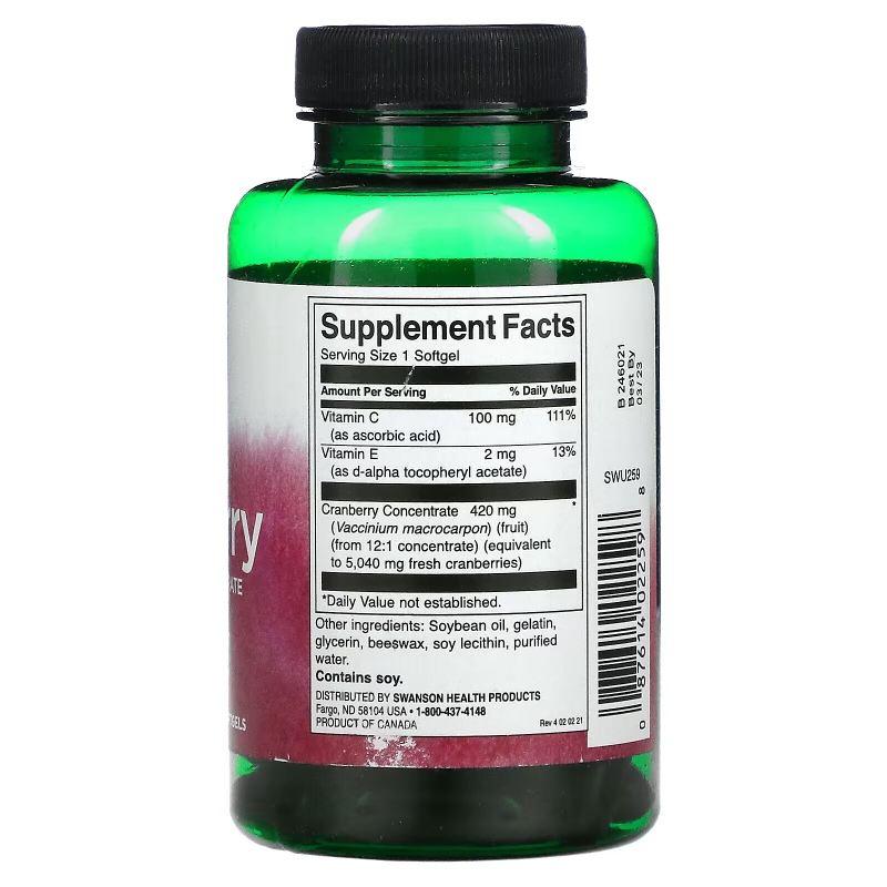 Swanson, Cranberry, Whole Fruit Concentrate, Super Strength, 60 Softgels