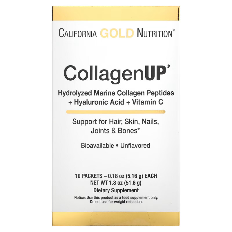 California Gold Nutrition, CollagenUp, без ароматизаторов, 10 пакетиков, 0,18 унции (5,15 г) каждый