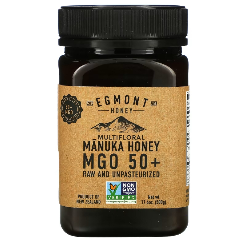 Egmont Honey, Multifloral Manuka Honey, Raw And Unpasteurized, MGO 50+, 17.6 oz (500 g)