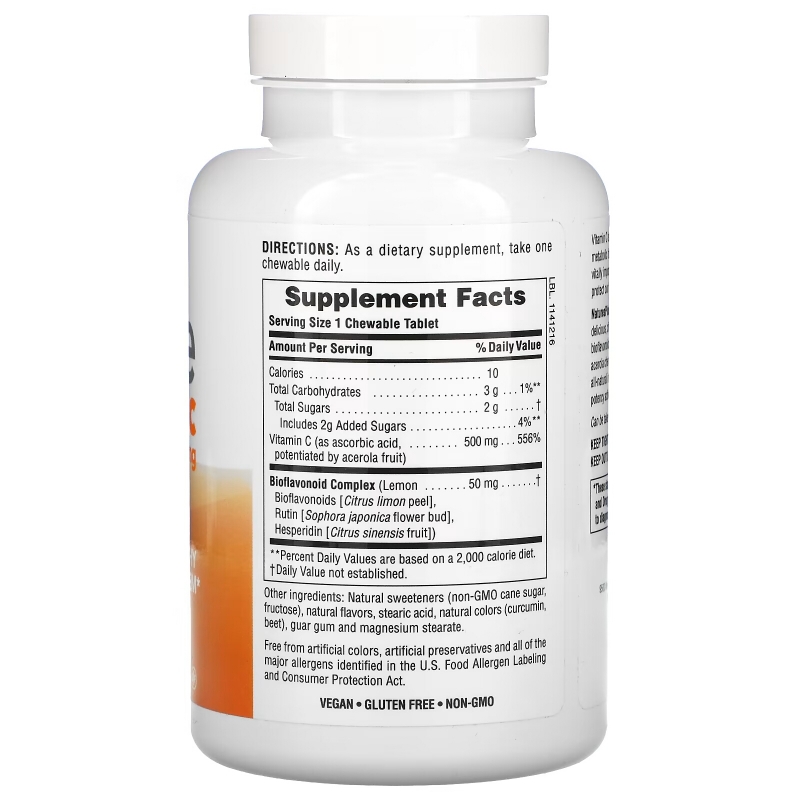 NaturesPlus, Immune Vitamin C, Citrus, 500 mg, 100 Chewables